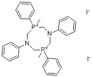 3,7-Dimethyl-1,3,5,7-tetraphenyl-1,5,3,7-diazadiphosphocinium diiodide 结构式