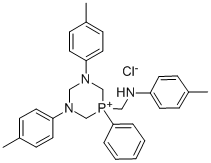 1,3,5-Diazaphosphorinium, 1,3-bis(4-methylphenyl)-5-(((4-methylphenyl) amino)methyl)-5-phenyl-, chloride Struktur