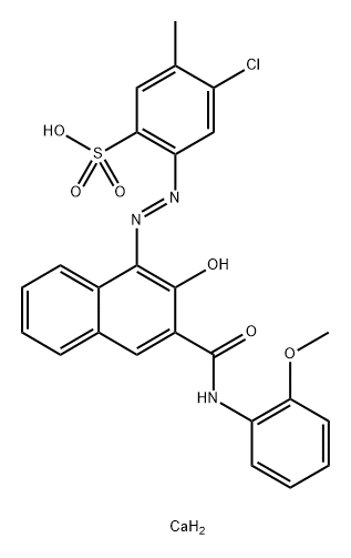 ビス[4-クロロ-3-メチル-6-[[3-[[(2-メトキシフェニル)アミノ]カルボニル]-2-ヒドロキシ-1-ナフチル]アゾ]ベンゼンスルホン酸]カルシウム 化学構造式