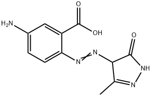 5-アミノ-2-[[(4,5-ジヒドロ-3-メチル-5-オキソ-1H-ピラゾール)-4-イル]アゾ]安息香酸 化学構造式