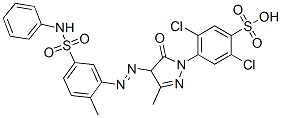 2,5-ジクロロ-4-[[4,5-ジヒドロ-3-メチル-4-[[2-メチル-5-[(フェニルアミノ)スルホニル]フェニル]アゾ]-5-オキソ-1H-ピラゾール]-1-イル]ベンゼンスルホン酸 化学構造式