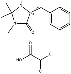 (5R)-(+)-2,2,3-TRIMETHYL-5-BENZYL-4-IMIDAZOLIDINONE DICHLOROACETIC ACID Structure