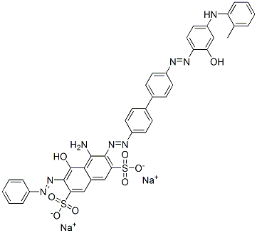 4-amino-5-hydroxy-3-[[4'-[[2-hydroxy-4-[(o-tolyl)amino]phenyl]azo][1,1'-biphenyl]-4-yl]azo]-6-(phenylazo)naphthalene-2,7-disulphonic acid, sodium salt Structure