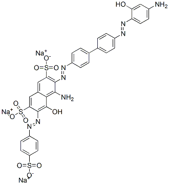 4-amino-3-[[4'-[(4-amino-2-hydroxyphenyl)azo][1,1'-biphenyl]-4-yl]azo]-5-hydroxy-6-[(4-sulphophenyl)azo]naphthalene-2,7-disulphonic acid, sodium salt Structure