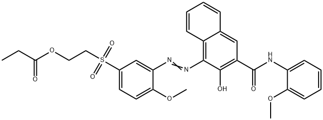 3-ヒドロキシ-4-[[2-メトキシ-5-[[2-(1-オキソプロポキシ)エチル]スルホニル]フェニル]アゾ]-N-(2-メトキシフェニル)-2-ナフタレンカルボアミド 化学構造式