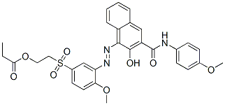 3-ヒドロキシ-4-[[2-メトキシ-5-[[2-(1-オキソプロポキシ)エチル]スルホニル]フェニル]アゾ]-N-(4-メトキシフェニル)-2-ナフタレンカルボアミド 化学構造式
