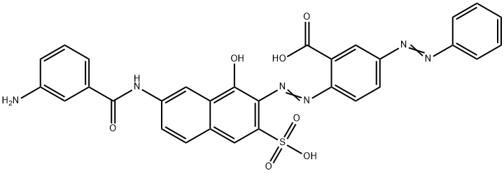 2-[[7-[(3-アミノベンゾイル)アミノ]-1-ヒドロキシ-3-スルホ-2-ナフタレニル]アゾ]-5-(フェニルアゾ)安息香酸 化学構造式
