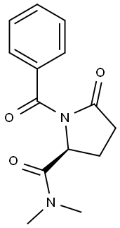 (2S)-1-ベンゾイル-N,N-ジメチル-5-オキソ-2α-ピロリジンカルボアミド 化学構造式