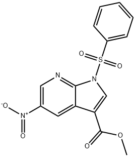 5-硝基-1-(苯基磺酰基)-1H-吡咯并[2,3-B]吡啶-3-羧酸甲酯, 858340-91-7, 结构式