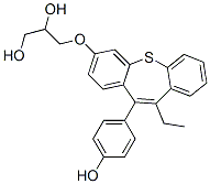 3-[[10-エチル-11-(p-ヒドロキシフェニル)ジベンゾ[b,f]チエピン-3-イル]オキシ]-1,2-プロパンジオール 化学構造式