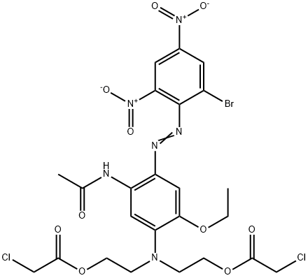 ビス(クロロ酢酸)[[5-アセチルアミノ-4-[(2-ブロモ-4,6-ジニトロフェニル)アゾ]-2-エトキシフェニル]イミノ]ビス(2,1-エタンジイル) 化学構造式