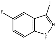 5-フルオロ-3-ヨード-1H-インダゾール 化学構造式