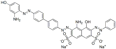 disodium 4-amino-3-[[4'-[(2-amino-4-hydroxyphenyl)azo][1,1'-biphenyl]-4-yl]azo]-5-hydroxy-6-(phenylazo)naphthalene-2,7-disulphonate Struktur