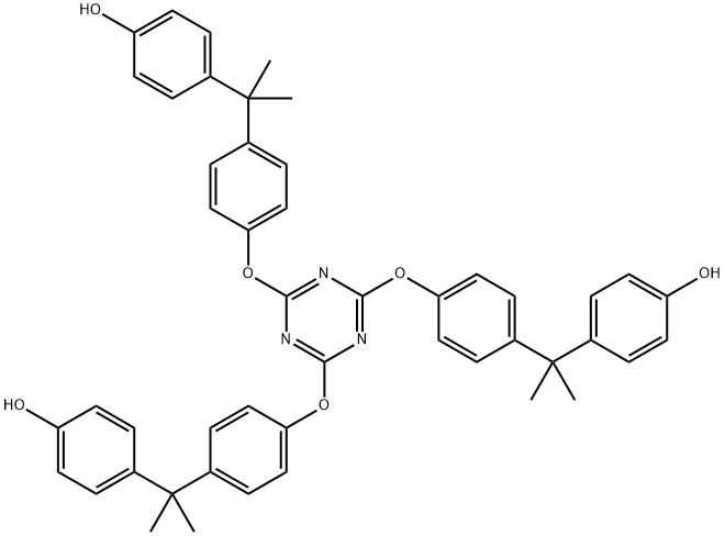 p,p',p''-[1,3,5-triazine-2,4,6-triyltris[oxy-4,1-phenyleneisopropylidene]]trisphenol Structure