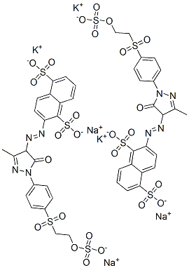 2-[[4,5-二氢-3-甲基-5-氧代-1-[4-[[2-(磺酰氧基)乙基]磺酰基]苯基]-1H-吡唑-4-基]偶氮]-1,5-萘二磺酸钠钾盐, 85940-63-2, 结构式