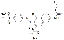 7-[(3-クロロ-1-オキソプロピル)アミノ]-4-ヒドロキシ-3-[(4-スルホフェニル)アゾ]-2-ナフタレンスルホン酸ジナトリウム 化学構造式