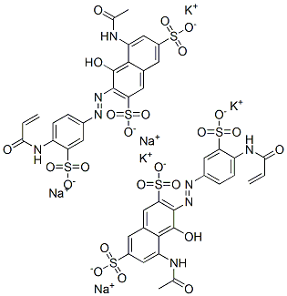 5-acetamido-4-hydroxy-3-[[4-[(1-oxoallyl)amino]-3-sulphophenyl]azo]naphthalene-2,7-disulphonic acid, potassium sodium salt Structure