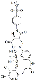 4-[[4-[[3-(4,5-ジクロロ-6-オキソピリダジン-1(6H)-イル)-1-オキソプロピル]アミノ]-2-スルホフェニル]アゾ]-4,5-ジヒドロ-5-オキソ-1-(4-スルホフェニル)-1H-ピラゾール-3-カルボン酸/ナトリウム,(1:x) 化学構造式