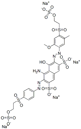4-アミノ-5-ヒドロキシ-6-[[2-メトキシ-5-メチル-4-[[2-(スルホオキシ)エチル]スルホニル]フェニル]アゾ]-3-[[4-[[2-(スルホオキシ)エチル]スルホニル]フェニル]アゾ]-2,7-ナフタレンジスルホン酸テトラナトリウム 化学構造式