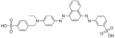 3-[[4-[[4-[ethyl[(4-sulphophenyl)methyl]amino]phenyl]azo]-1-naphthyl]azo]benzenesulphonic acid Structure