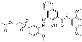 N-(2,5-ジメトキシフェニル)-3-ヒドロキシ-4-[[2-メトキシ-5-[[2-(1-オキソプロポキシ)エチル]スルホニル]フェニル]アゾ]-2-ナフタレンカルボアミド 化学構造式