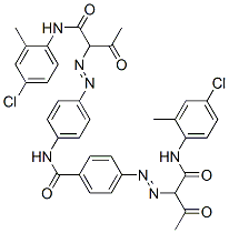 4-[[1-[[(4-クロロ-2-メチルフェニル)アミノ]カルボニル]-2-オキソプロピル]アゾ]-N-[4-[[1-[[(4-クロロ-2-メチルフェニル)アミノ]カルボニル]-2-オキソプロピル]アゾ]フェニル]ベンズアミド 化学構造式