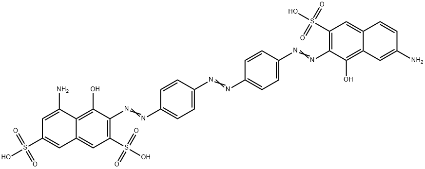3-[4-[4-[(1-ヒドロキシ-3-スルホ-7-アミノ-2-ナフチル)アゾ]フェニルアゾ]フェニルアゾ]-4-ヒドロキシ-5-アミノナフタレン-2,7-ジスルホン酸 化学構造式
