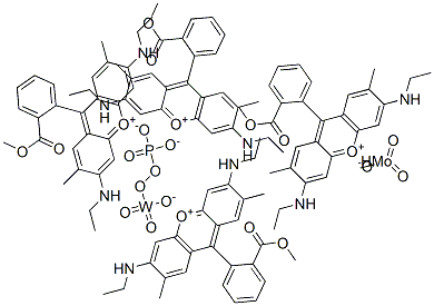 Xanthylium, 3,6-bis(ethylamino)-9-[2-(methoxycarbonyl)phenyl]-2,7-dimethyl-, molybdatetungstatephosphate Structure
