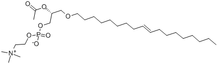 1-O-(CIS-9-OCTADECENYL)-2-O-ACETYL-SN-GLYCERO-3-PHOSPHOCHOLINE, 85966-90-1, 结构式