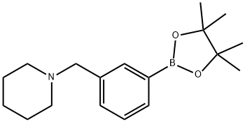 2-[3-(ピペリジノメチル)フェニル]-4,4,5,5-テトラメチル-1,3,2-ジオキサボロラン 化学構造式