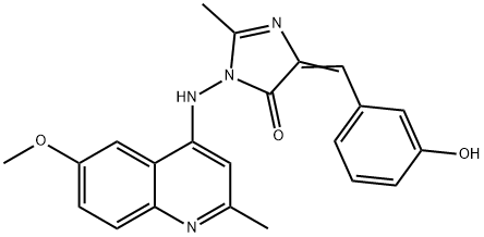 4H-Imidazol-4-one, 3,5-dihydro-5-((3-hydroxyphenyl)methylene)-3-((6-me thoxy-2-methyl-4-quinolinyl)amino)-2-methyl- Structure