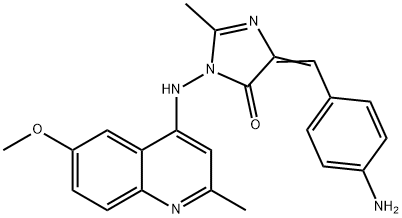 4H-Imidazol-4-one, 3,5-dihydro-5-((4-aminophenyl)methylene)-3-((6-meth oxy-2-methyl-4-quinolinyl)amino)-2-methyl- Structure
