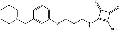 3-アミノ-4-[3-(3-ピペリジノメチルフェノキシ)プロピルアミノ]-3-シクロブテン-1,2-ジオン 化学構造式
