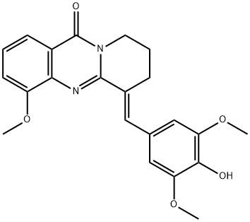 11H-Pyrido[2,1-b]quinazolin-11-one,  6,7,8,9-tetrahydro-6-[(4-hydroxy-3,5-dimethoxyphenyl)methylene]-4-methoxy-,  (6E)- Structure