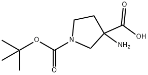 3-アミノ-1-(TERT-ブチルトキシカルボニル)ピロリジン-3-カルボン酸 化学構造式