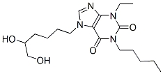 7-(5,6-dihydroxyhexyl)-3-ethyl-1-pentyl-purine-2,6-dione 化学構造式