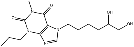 7-(5,6-dihydroxyhexyl)-1-methyl-3-propyl-purine-2,6-dione Struktur