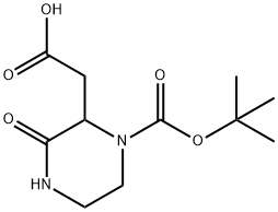 1-BOC-2-羧甲基-3-氧代哌嗪, 863307-54-4, 结构式