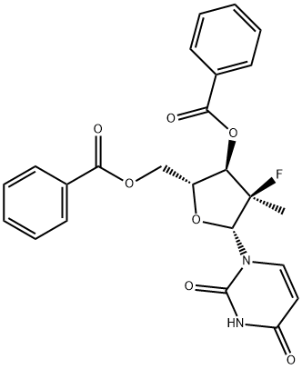 (2'R)-2'-Deoxy-2'-fluoro-2'-Methyl-uridine 3',5'-dibenzoate Struktur