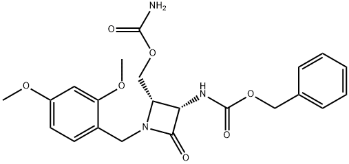 N-[(3S,4S)-4-Carbamoyloxymethyl-1-(2,4-dimethoxybenzyl)-2-oxo-3-azetidinyl]carbamic acid benzyl ester Structure