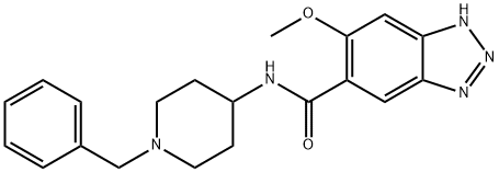 N-(1-ベンジルピペリジン-4-イル)-6-メトキシ-1H-ベンゾトリアゾール-5-カルボアミド 化学構造式