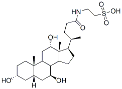 2-[[(3a,5b,7b,12a)-3,7,12-trihydroxy-24-oxocholan-24-yl]amino]-Ethanesulfonic acid Struktur