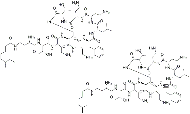 N2-(L-Thr-L-A2bu-)シクロ(L-A2bu*-L-A2bu-D-Phe-L-Leu-L-A2bu-L-A2bu-L-Thr-) 化学構造式