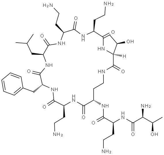 多粘菌素B九肽, 86408-36-8, 结构式