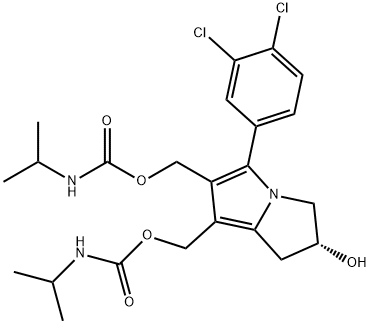 2-hydroxy-5-(3,4-dichlorophenyl)-6,7-bis(hydroxymethyl)-2,3-dihydro-1H-pyrrolizine bis(2-propylcarbamate) Struktur