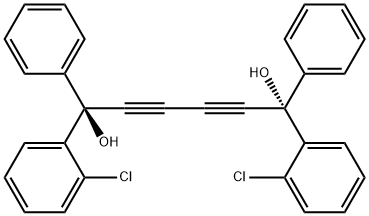 (-)-1,6-ビス(2-クロロフェニル)-1,6-ジフェニルヘキサジイン-1,6-ジオール 化学構造式