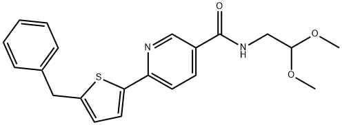 6-(5-BENZYLTHIOPHEN-2-YL)-N-(2,2-DIMETHOXYETHYL)NICOTINAMIDE 结构式