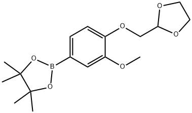 2-[4-([1,3]DIOXOLAN-2-YLMETHOXY)-3-METHOXY-PHENYL]-4,4,5,5-TETRAMETHYL-[1,3,2]DIOXABOROLANE Structure