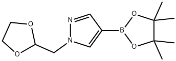 1-[1,3]ジオキソラン-2-イルメチル-1H-ピラゾール-4-ボロン酸, ピナコールエステル 化学構造式