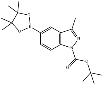 1-N-BOC-3-甲基吲唑-5-硼酸频那醇酯, 864770-82-1, 结构式